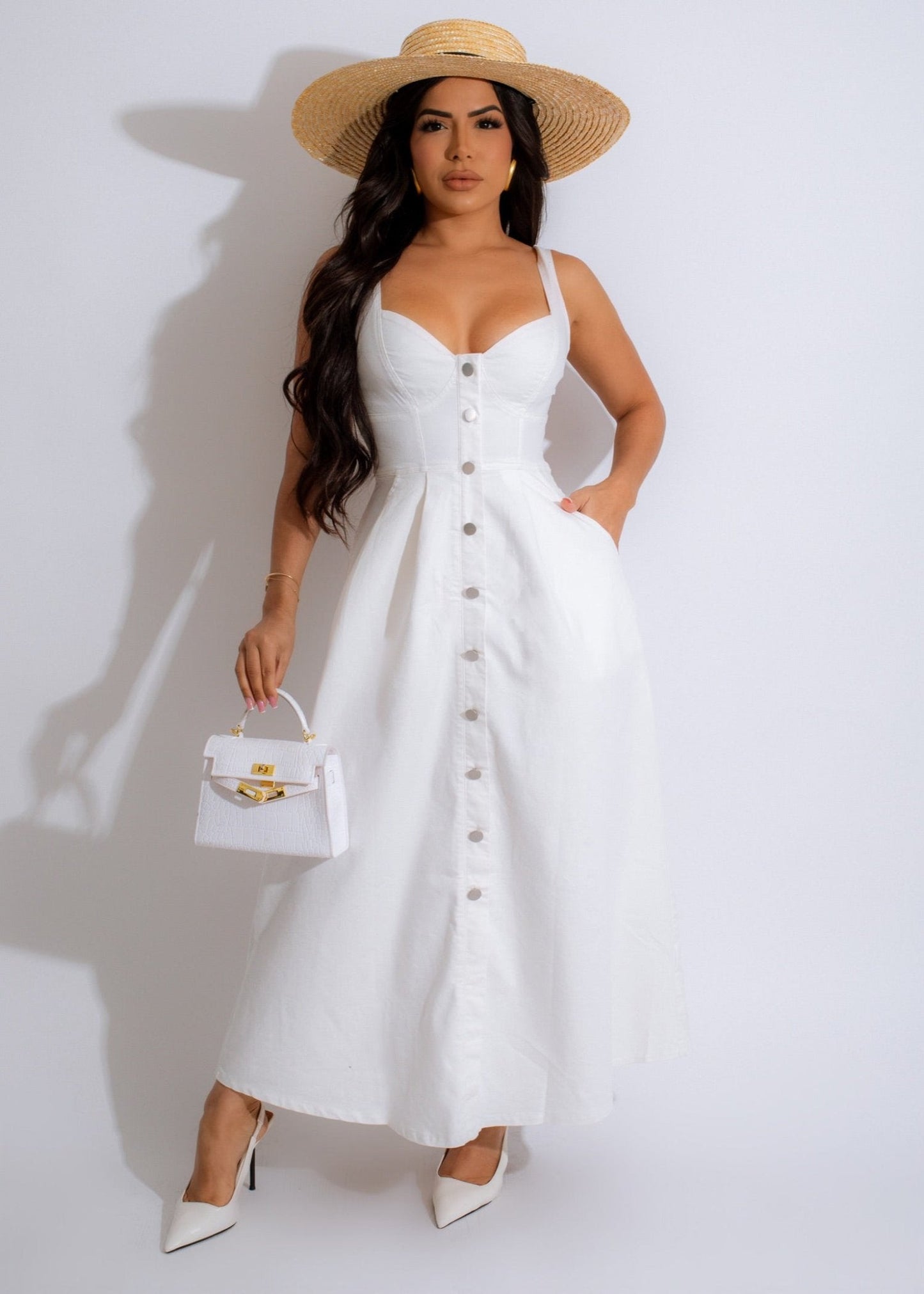 Timeless Feel Midi Dress White