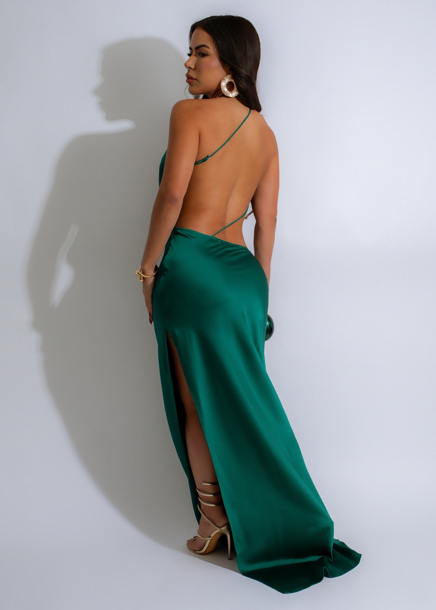 Moonlit Satin Slip Maxi Dress Kelly Green