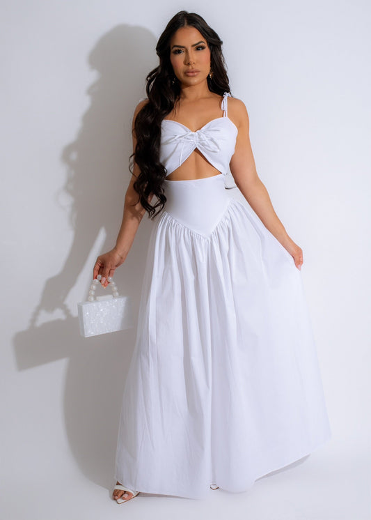 Pure Bliss Ruched Maxi Dress White