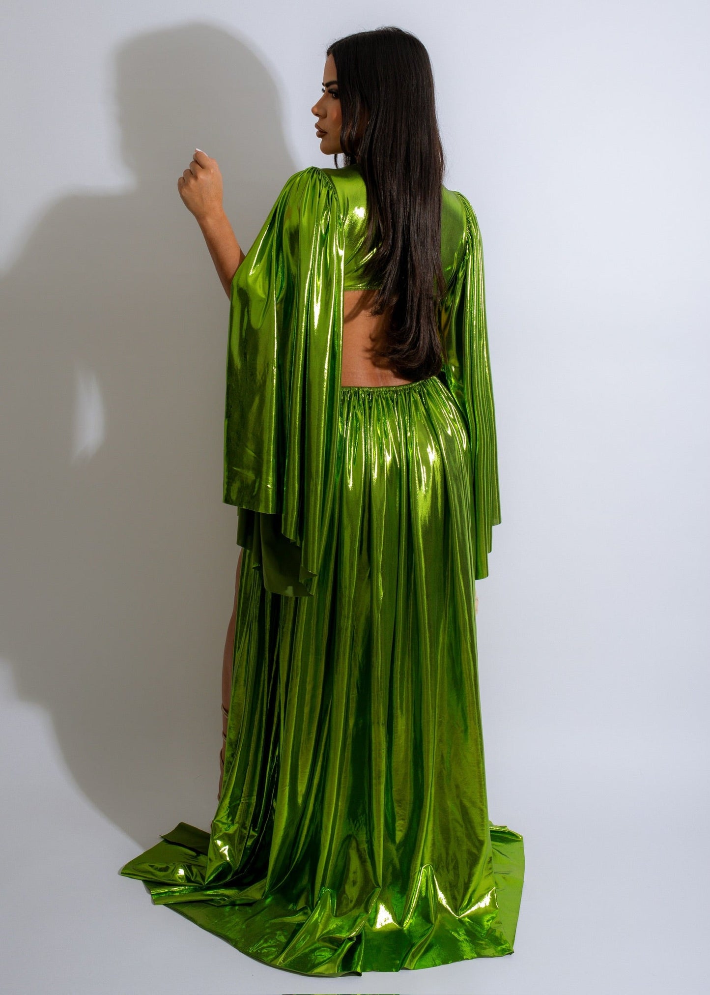 Portrait Of Our Love Metallic Maxi Dress Green