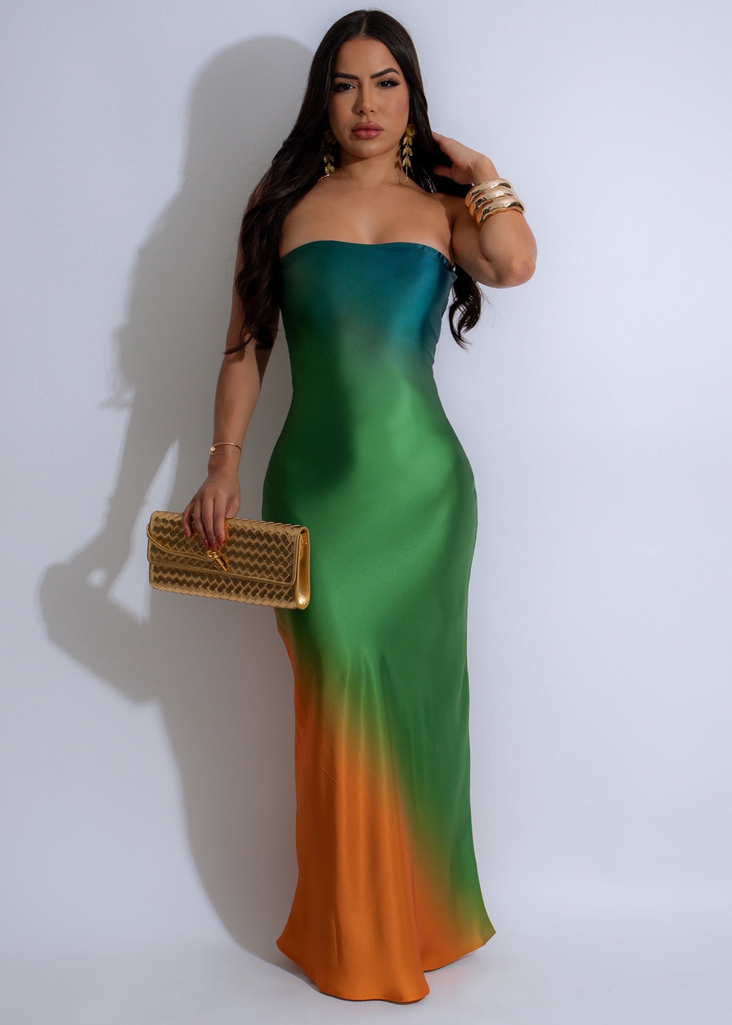 Tropical Sunset Maxi Dress Green